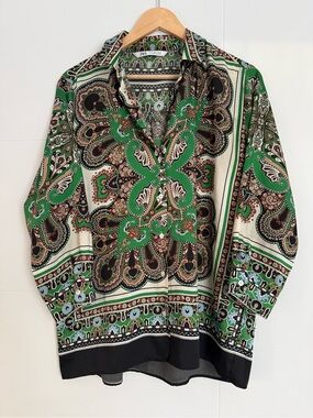 Zara Printed Green Paisley Shirt